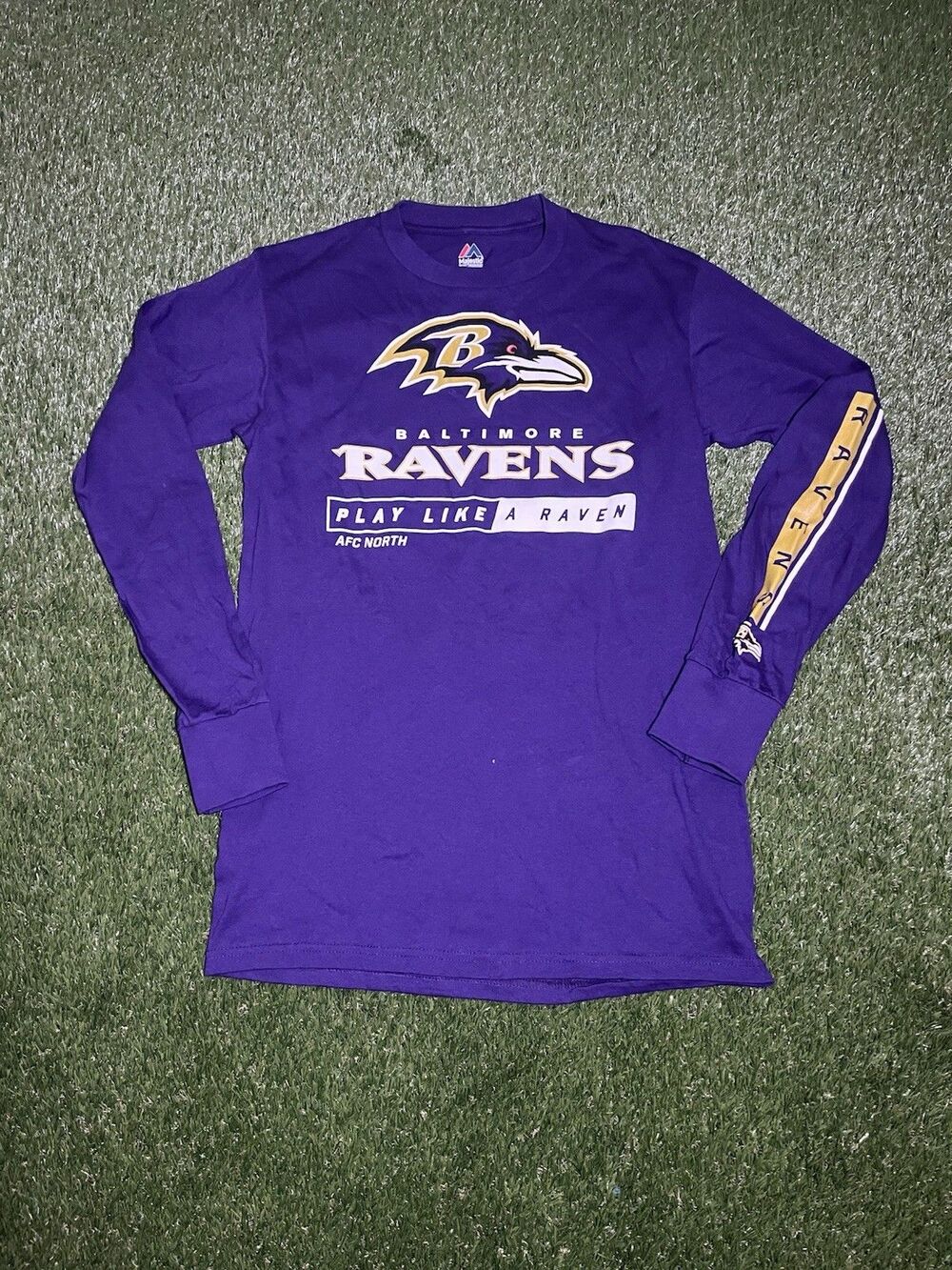 Majestic Baltimore Ravens NFL Football Purple Long Sleeve Shirt S Official